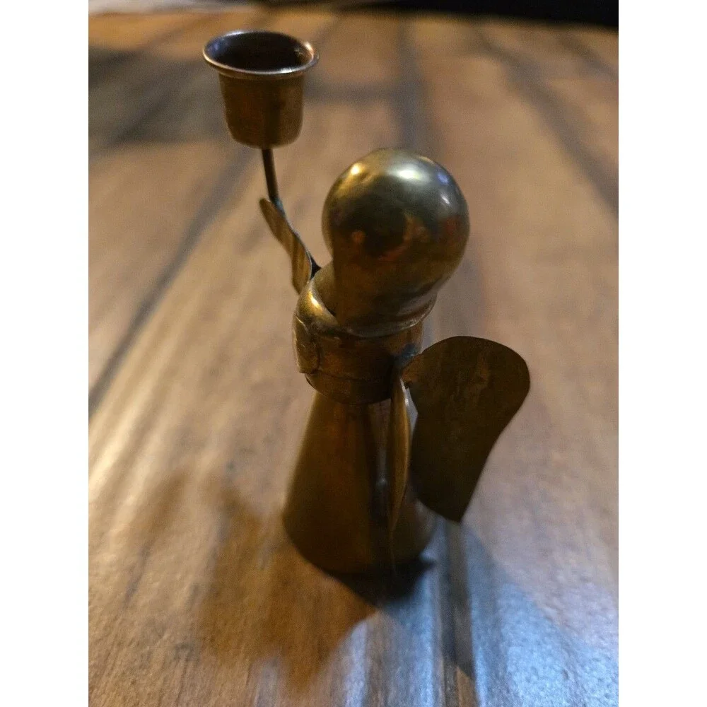 Vintage Brass & Copper Angel Candleholder